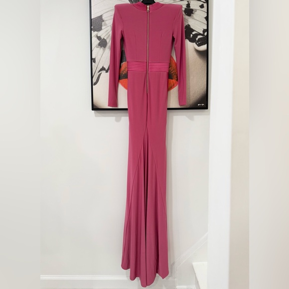 ZHIVAGO 976B The Heiress Gown in Damask Battle Line Long Sleeve Maxi Dress - Picture 9 of 14